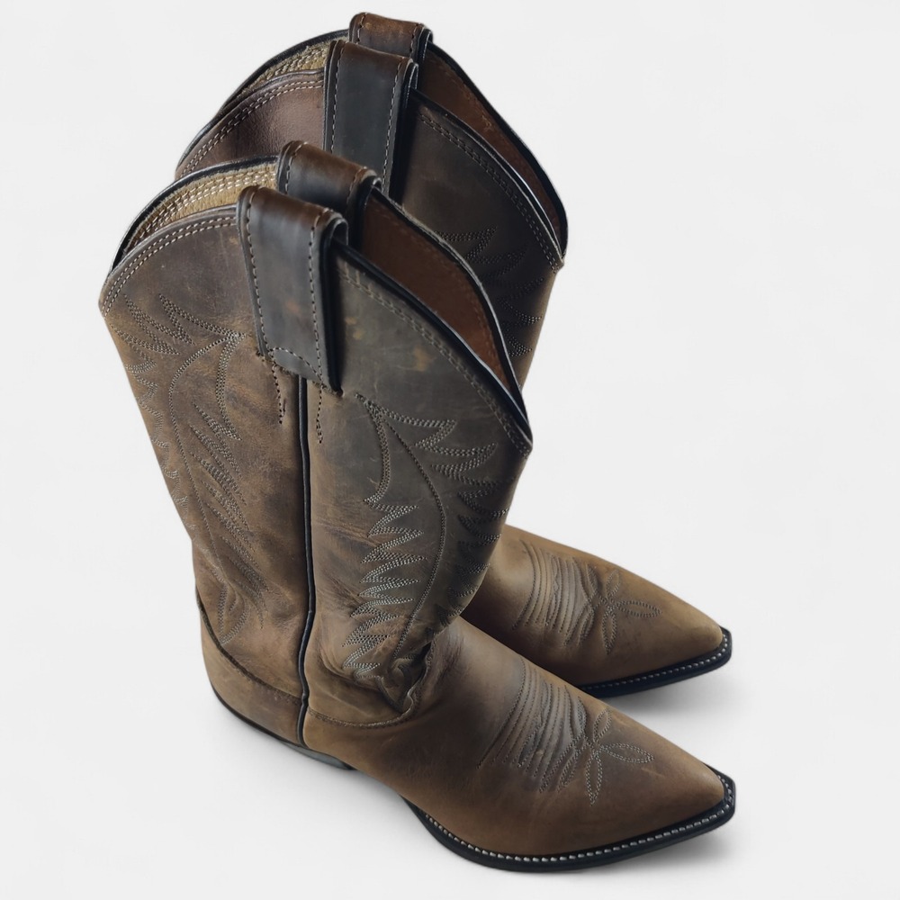 Vintage Justin Women's Size 5.5 B Brown Leather Boots Apache Style 4935 USA Made